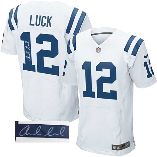 #12 Elite Andrew Luck Indianapolis Colts Mens Jersey - NFL Road Autographed White