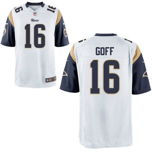 Nike Men's Los Angeles Rams #16 Jared Goff Game White Jersey