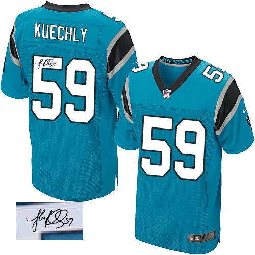 #59 Elite Luke Kuechly Carolina Panthers Mens Jersey - NFL Alternate Autographed Blue