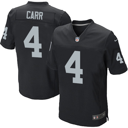 Elite Derek Carr Mens Jersey - Oakland Raiders #4 Home Black NFL