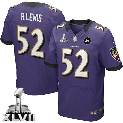 Elite Ray Lewis Mens Jersey - Baltimore Ravens Super Bowl XLVII #52 Home Purple NFL