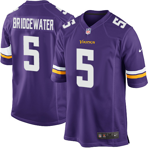 Game Teddy Bridgewater Mens Jersey - Minnesota Vikings #5 Home Purple NFL