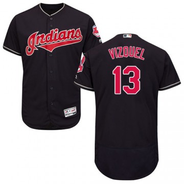 Indians Omar Vizquel Jersey Navy Blue 13 Men's Flex Base Collection