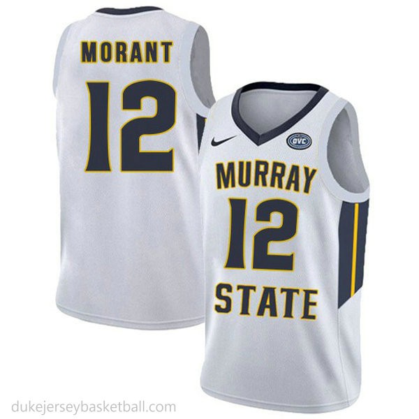 Ja Morant Murray State Racers #12 Swingman College Basketball Mens White Jersey