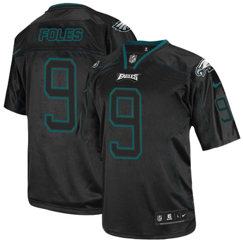 Elite Nick Foles Mens Jersey - Philadelphia Eagles #9 Lights Out Black NFL