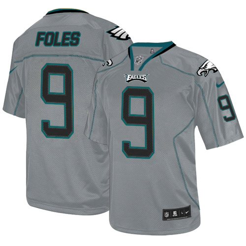 Elite Nick Foles Mens Jersey - Philadelphia Eagles #9 Lights Out Grey NFL