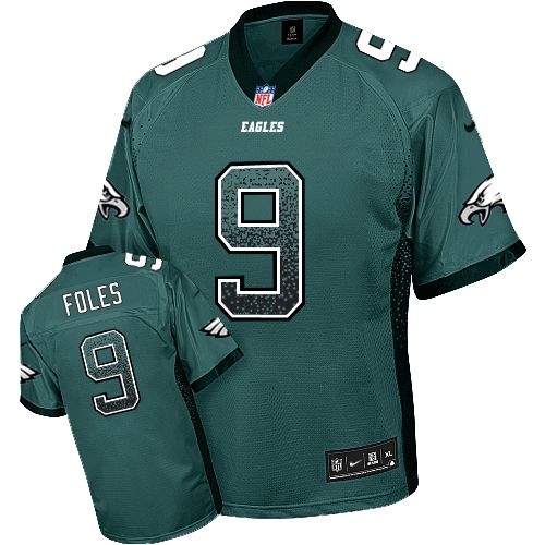 Elite Nick Foles Mens Jersey - Philadelphia Eagles #9 Drift Fashion Midnight Green NFL