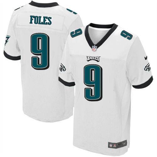 Elite Nick Foles Mens Jersey - Philadelphia Eagles #9 Road White NFL