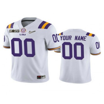 Custom LSU Tigers Jersey Men's White Game White National Championship 2020