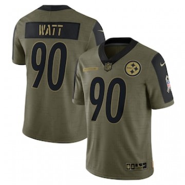 T.J. Watt Pittsburgh Steelers Jersey #90 Limited Olive Player 2021 Salute to Service