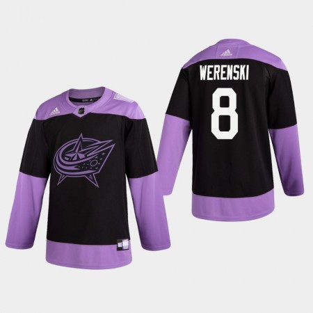 Men Columbus Blue Jackets Jersey Zach Werenski Practice Fights Cancer Black