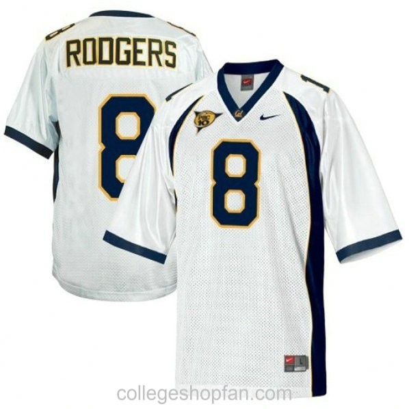 Mens Aaron Rodgers California Golden Bears #8 Authentic White College Football Jersey