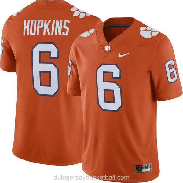 Mens Deandre Hopkins Clemson Tigers #6 Authentic Orange College Football C012 Jersey