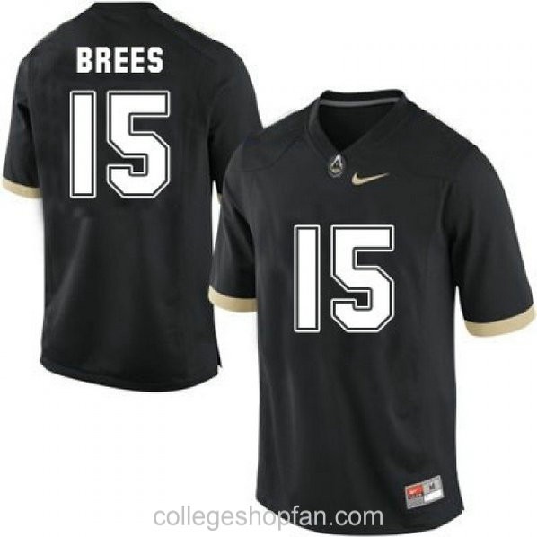 Mens Drew Brees Purdue Boilermakers #15 Authentic Black College Football Jersey