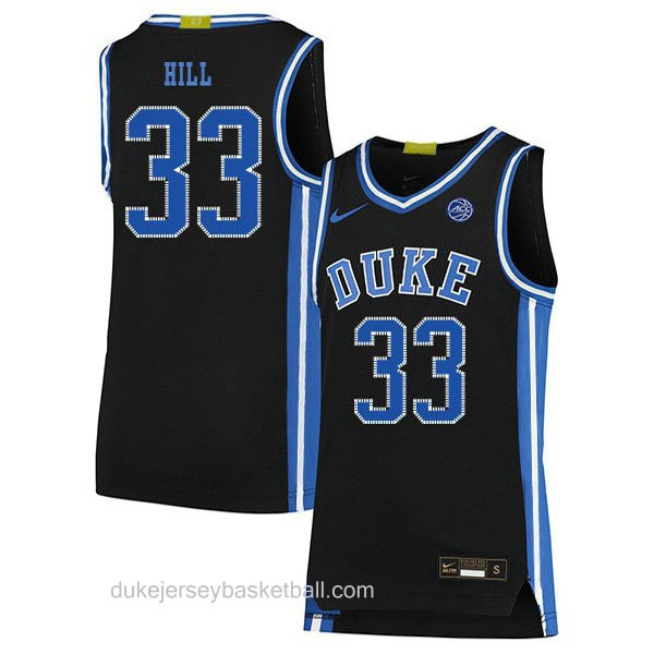 Mens Grant Hill Duke Blue Devils #33 Authentic Black Colleage Basketball Jersey