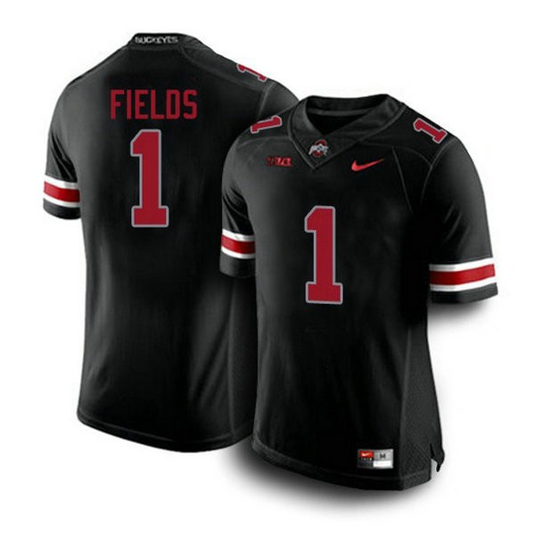 Mens Justin Fields Ohio State Buckeyes #1 Authentic Black College Football Jersey 102