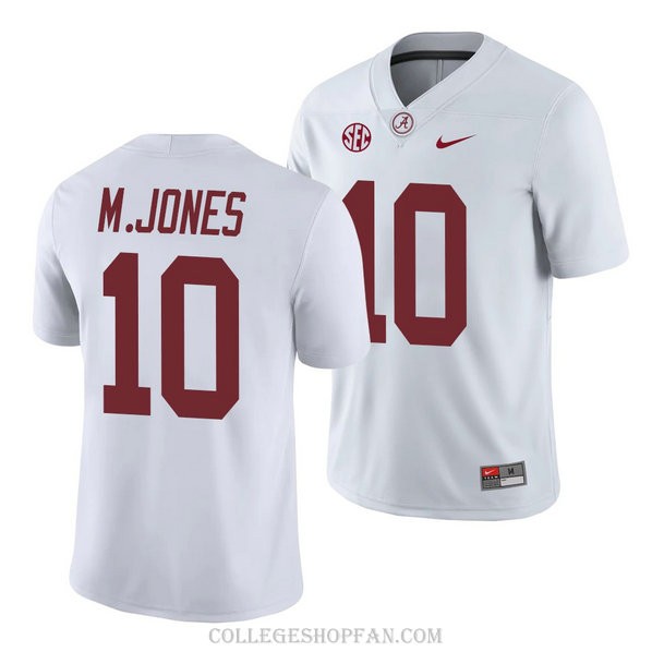 Mens Mac Jones Alabama Crimson Tide #10 Game White College Football Jersey