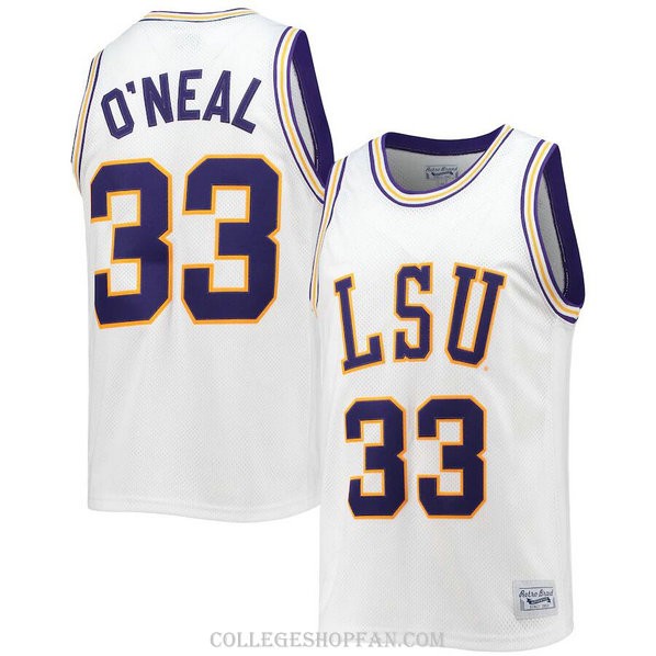 Mens Shaquille Oneal Lsu Tigers #33 Authentic White College Basketball Jersey