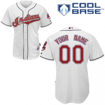 Custom Cleveland Indians Jersey Men's White White