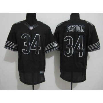 Bears Walter Payton Jersey Black 34 Men's Shadow Elite Embroidered