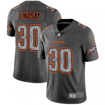 #30 Phillip Lindsay Jersey Denver Broncos Gray Limited Static Vapor Untouchable