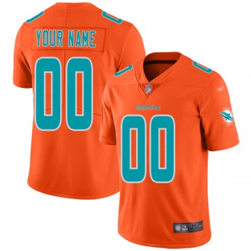 Custom Miami Dolphins Jersey Men's Orange Limited Orange Inverted Legend