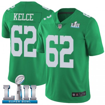 Men's Eagles Jason Kelce Jersey Green Limited Rush Super Bowl LII