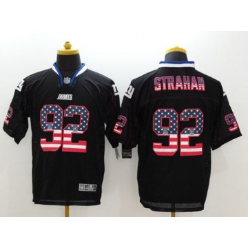 Michael Strahan Elite NO.92 Black Men's USA Flag Fashion Giants Jersey