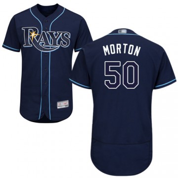 #50 Charlie Morton Jersey Tampa Bay Rays Dark Blue Collection Flex Base