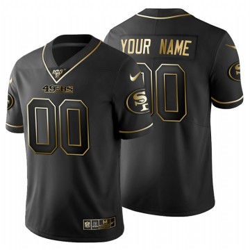 Personalized San Francisco 49ers Jersey 100th Limited Black Golden Men's