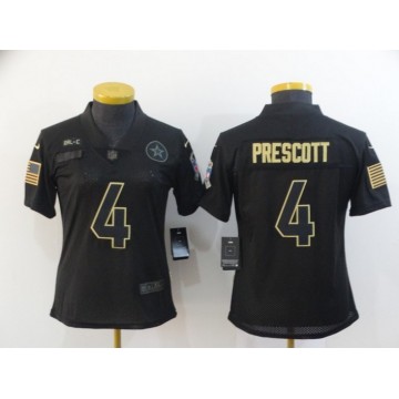 Cowboys Dak Prescott Jersey Limited Black 4 Women's Salute to Service 2020